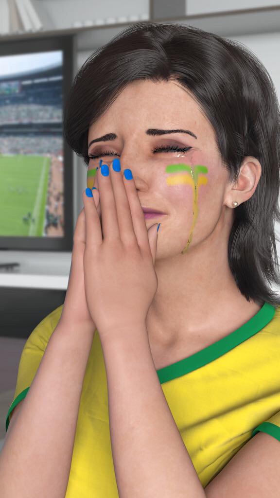 Lu do Magalu uma das marcas embaixadoras digitais na Copa do Mundo feminina chorando após derrota do Brasil.